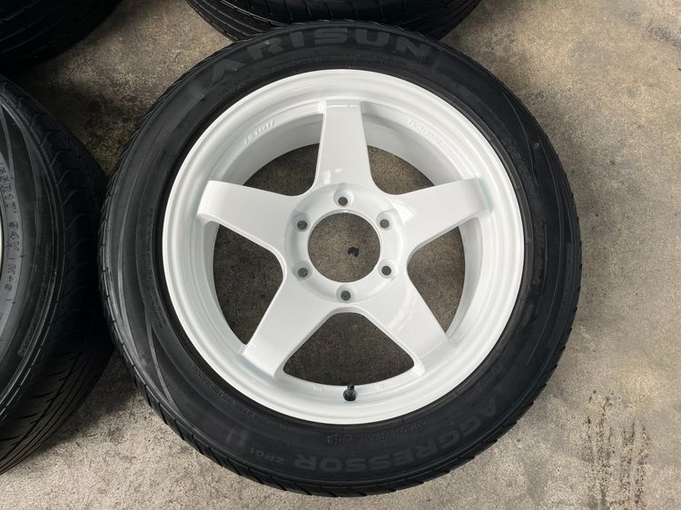 ✨ล้อแม็ก✨6รู139 TURISMO ขอบ 17 สีขาว พร้อมยาง 215-55-17 Arisun💥ปี 25💥 รูปที่ 3