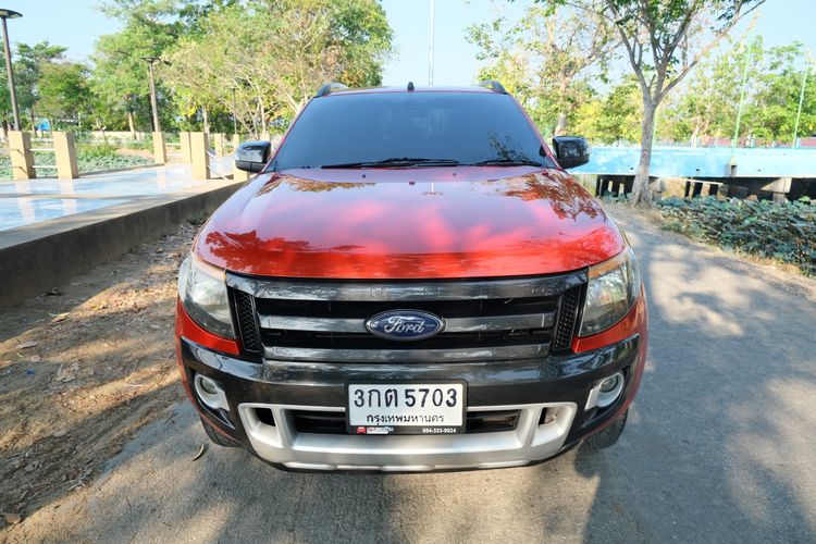 Ford Ranger 2014 2.2 Hi-Rider Wildtrak TDCi Pickup ดีเซล ไม่ติดแก๊ส เกียร์ธรรมดา ส้ม รูปที่ 2