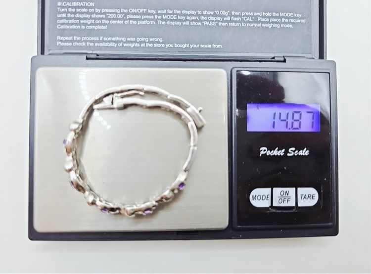 📌 สร้อยมือเงินแท้ พลอยแท้อเมทิสต์💜💜💜  รูปที่ 10