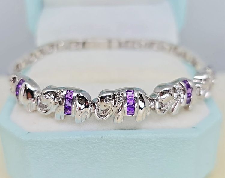 📌 สร้อยมือเงินแท้ พลอยแท้อเมทิสต์💜💜💜  รูปที่ 7