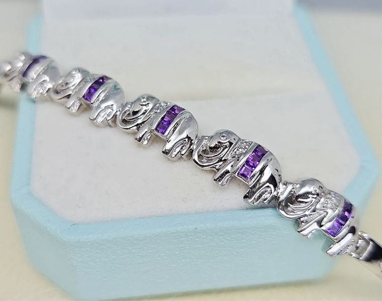 📌 สร้อยมือเงินแท้ พลอยแท้อเมทิสต์💜💜💜  รูปที่ 2