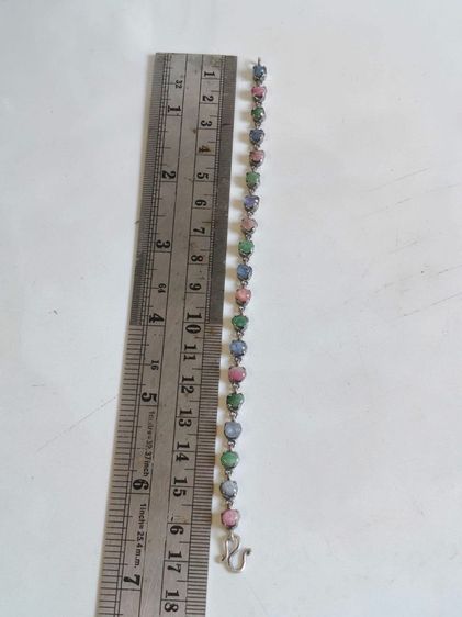 📌 สร้อยมืองานโบราณ งานสั่งทำ เงินแท้ พลอยแท้ 💙🩷💚  รูปที่ 4