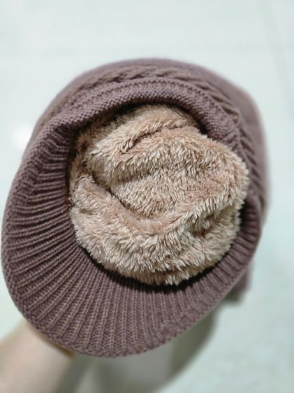 เซ็ตหมวกและผ้าพันคอกันหนาว สีเปลือกมังคุด รูปที่ 3
