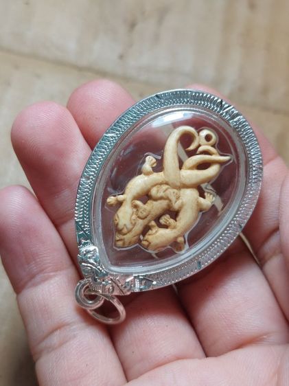 เครื่องรางจิ้งจกหลวงปู่หน่ายวัดบ้านแจ้งอยุทธยาศิลยุคต้นเลี่ยมเงินแท้ รูปที่ 6