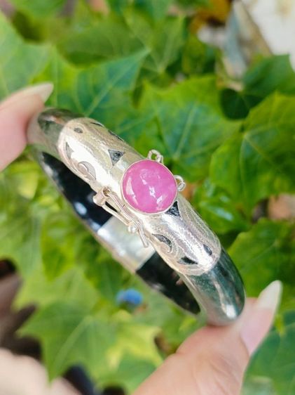 เงิน สร้อยข้อมือ กำไลหยกแท้ หัวพลอยทับทิม