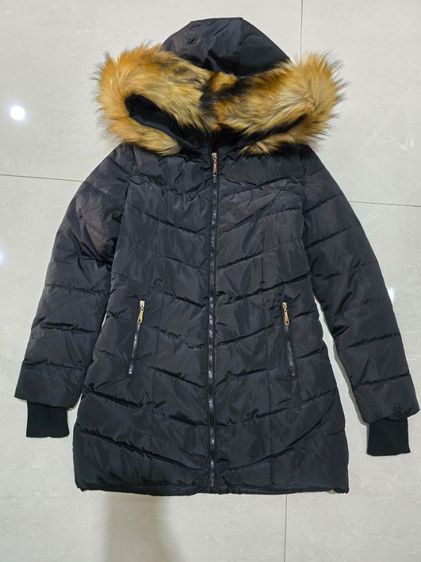 เสื้อกันหนาวแฟชั่น size M สีดำ มีฮู้ดพร้อมเฟอร์