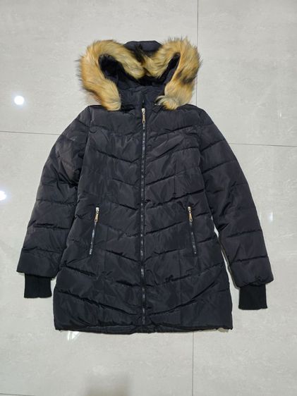 เสื้อกันหนาวแฟชั่น size M สีดำ มีฮู้ดพร้อมเฟอร์ รูปที่ 3