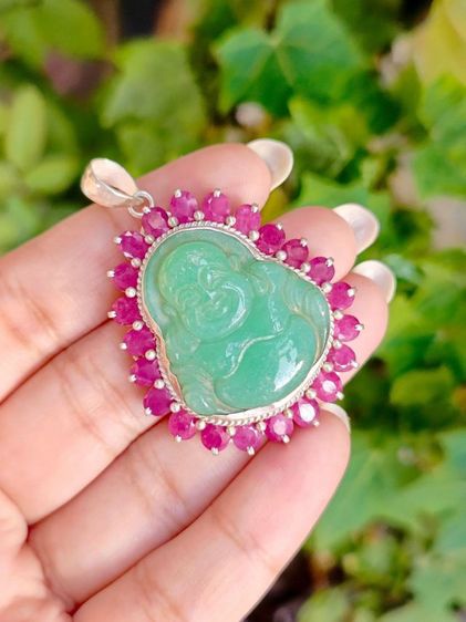 สร้อยคอและจี้ จี้พระสังกัจจายน์หยกแกะสลักเงินแท้