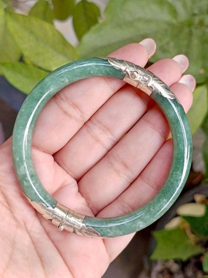 กำไลหยกพม่าแท้หุ้มเงินแท้ เปิดอ้าใส่ได้ รูปที่ 4