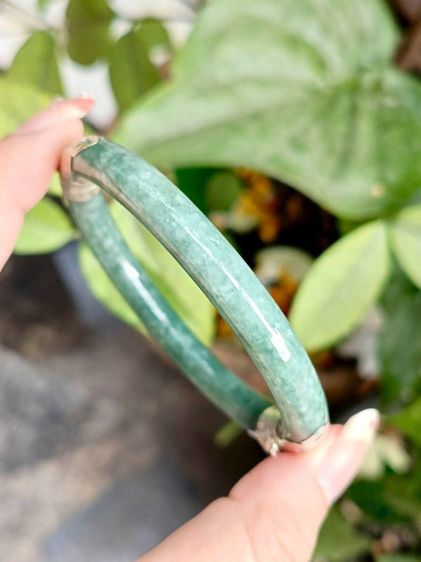 กำไลหยกพม่าแท้หุ้มเงินแท้ เปิดอ้าใส่ได้ รูปที่ 2