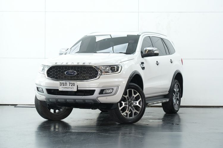 Ford Everest 2021 2.0 Bi-Turbo Titanium+ 4WD Utility-car ดีเซล ไม่ติดแก๊ส เกียร์อัตโนมัติ ขาว