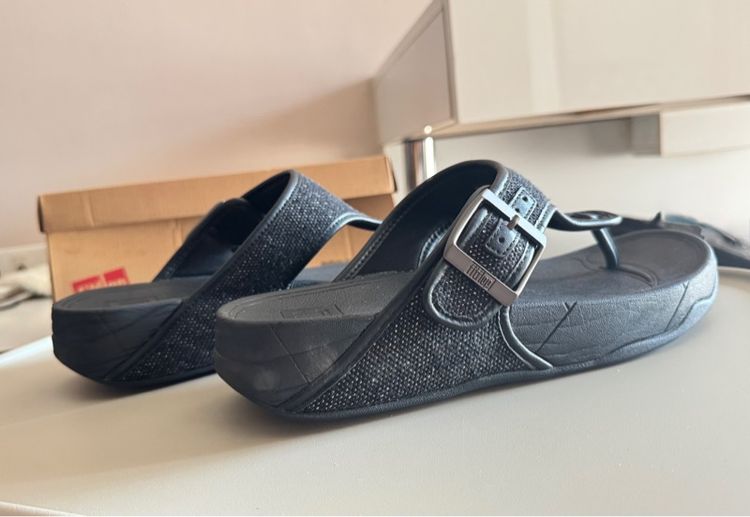 ใบเสร็จจริง Used Fitflop Trakk II Mens Buckle Leather Cancas Two Tone Black Size 42  รูปที่ 13