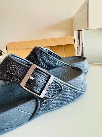 ใบเสร็จจริง Used Fitflop Trakk II Mens Buckle Leather Cancas Two Tone Black Size 42  รูปที่ 6