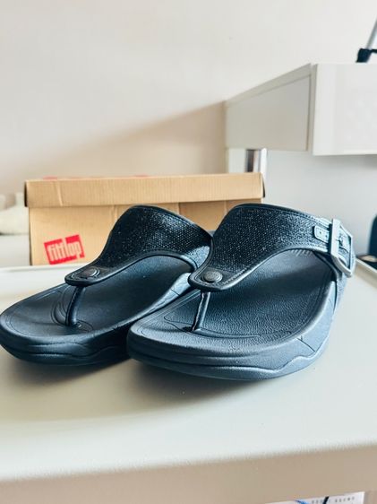 ใบเสร็จจริง Used Fitflop Trakk II Mens Buckle Leather Cancas Two Tone Black Size 42  รูปที่ 15