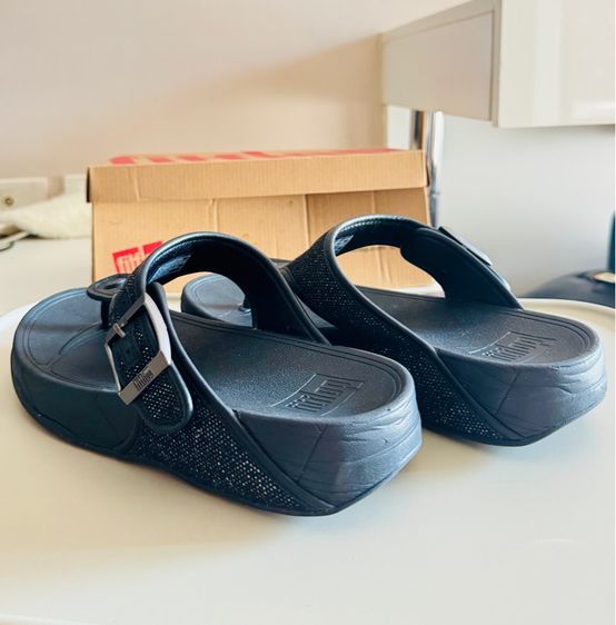 ใบเสร็จจริง Used Fitflop Trakk II Mens Buckle Leather Cancas Two Tone Black Size 42  รูปที่ 5