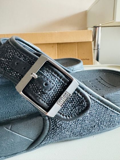 ใบเสร็จจริง Used Fitflop Trakk II Mens Buckle Leather Cancas Two Tone Black Size 42  รูปที่ 14