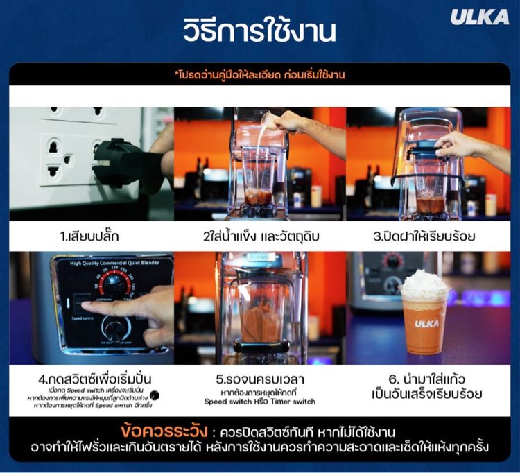 เครื่องปั่นน้ำผลไม้ เครื่องปั่นอเนกประสงค์ ULKA Blender 2A รูปที่ 8