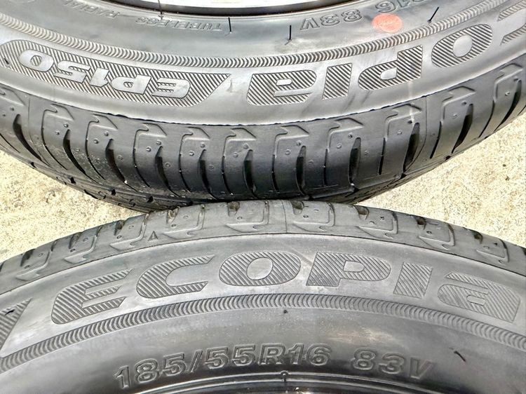 ยางถอดป้ายแดงขอบ 16” ยี่ห้อ BRIDGESTONE รุ่น ECOPIA EP150 ขนาด 185-55R16 ปี 24 สีเส้นตุ่มหน้ายางยังอยู่ครบ  รูปที่ 3