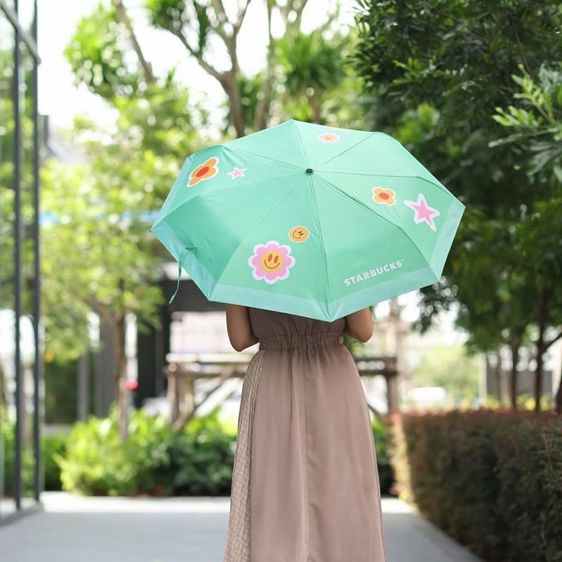 ร่ม Starbucks ของแท้จาก shop ของใหม่ มี 2 สี สีเขียวกับสีน้ำเงิน ขนาดมาตรฐานพกพา  21 นิ้ว รูปที่ 5