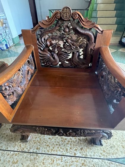 ชุดรับแขกไม้สักทองลายมังกร รูปที่ 7