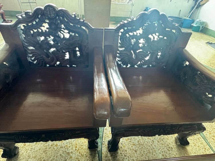 ชุดรับแขกไม้สักทองลายมังกร รูปที่ 8