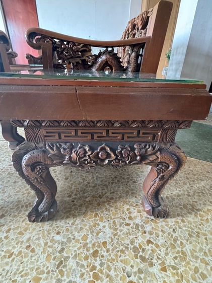 ชุดรับแขกไม้สักทองลายมังกร รูปที่ 12