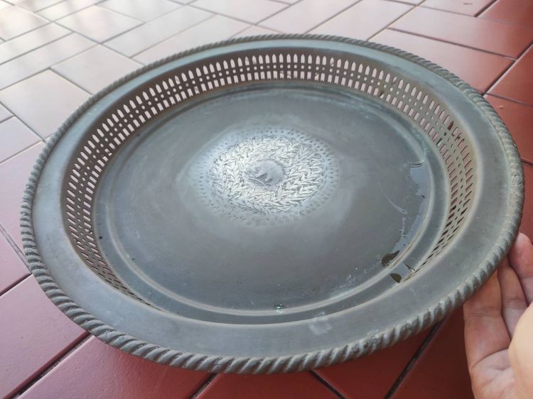 พานทองเหลือง งานเก่า ขนาด 16 นิ้ว ยกคู่  รูปที่ 3