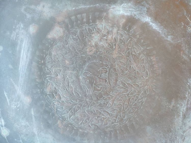 พานทองเหลือง งานเก่า ขนาด 16 นิ้ว ยกคู่  รูปที่ 8