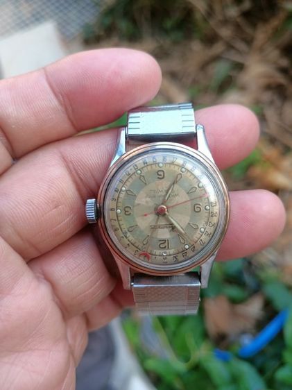 Vintage Hirondor Classic date points Mens Watch Swiss made 1955-60's ไขลาน วันนี่กล้ามปู หน้าเฟดเก่าเหลือบแสง ขอบทอง 14 K. 31-35มม.boy size  รูปที่ 7