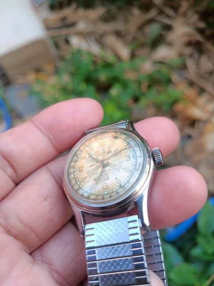 Vintage Hirondor Classic date points Mens Watch Swiss made 1955-60's ไขลาน วันนี่กล้ามปู หน้าเฟดเก่าเหลือบแสง ขอบทอง 14 K. 31-35มม.boy size  รูปที่ 8