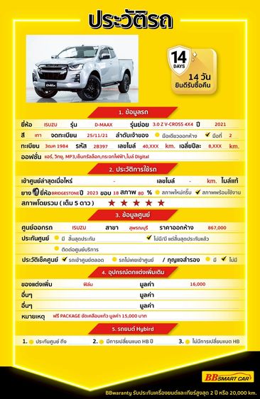 Isuzu D-MAX 2021 3.0 V-Cross Z 4WD Pickup ดีเซล ไม่ติดแก๊ส เกียร์ธรรมดา เทา รูปที่ 2