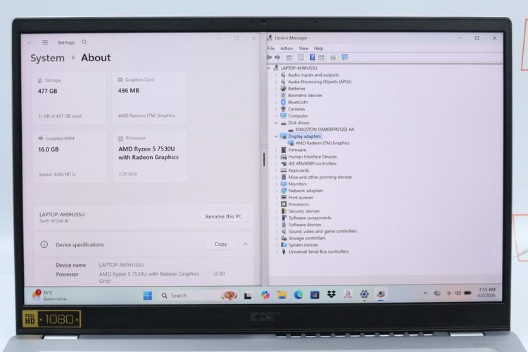 ACER SWIFT GO Ryzen 5 7530U RAM16-512GB - ID26030595 รูปที่ 3