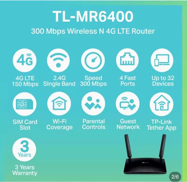 TP-Link TL-MR6400 300Mbps Wireless N 4G LTE Router เราเตอร์ไวไฟใส่ซิม 4G รูปที่ 7