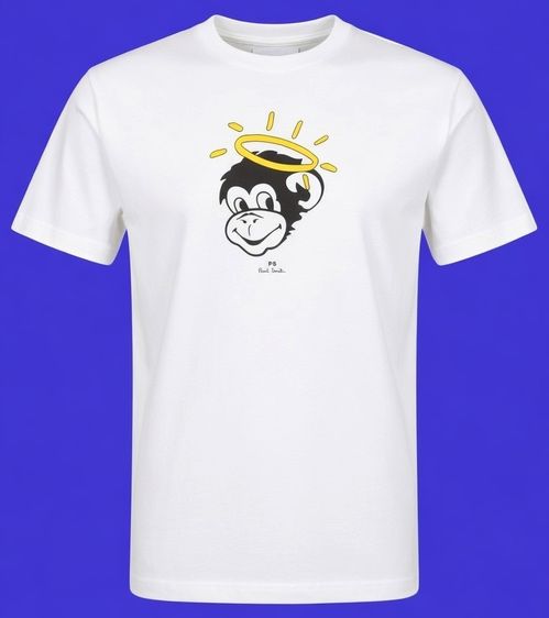 เสื้อทีเชิ้ต EU 40 ขาว แขนสั้น Paul Smith Halo Graphic Monkey T-Shirt