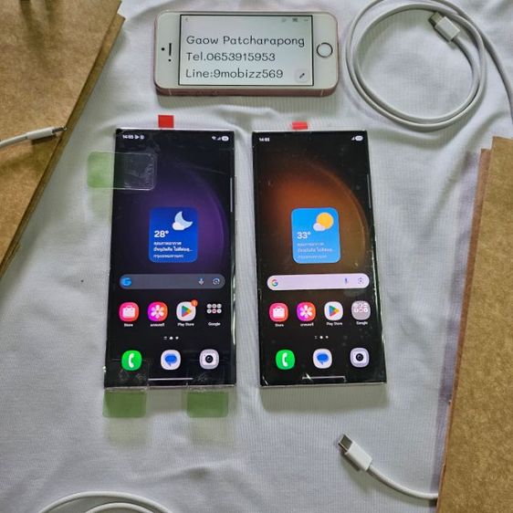 Samsung S23ultra 5G 256g เคลมจอและแบตมาใหม่ ประกันเคลม90วัน  สีขาว ชมพู Green สภาพสวยดูดี  รอยนิด  รูปที่ 3