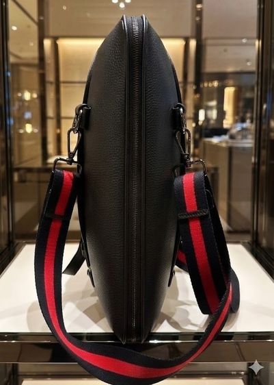 Gucci Leather Calfskin Web Strap Briefcase  Medium Business Case (Made in Italy) รูปที่ 8