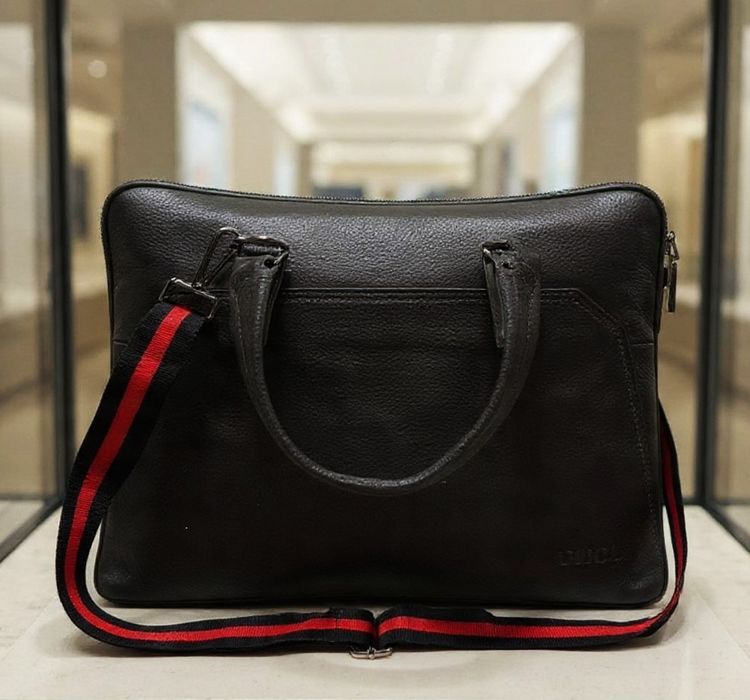 Gucci Leather Calfskin Web Strap Briefcase  Medium Business Case (Made in Italy) รูปที่ 3