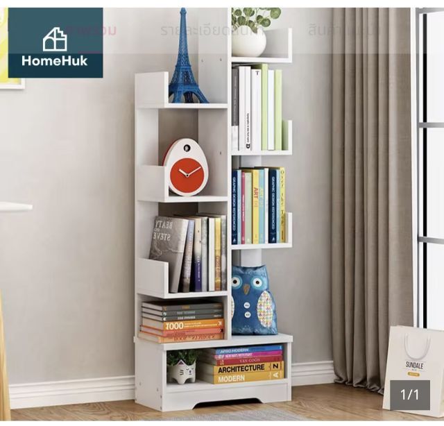 ชั้นหนังสือสีขาว