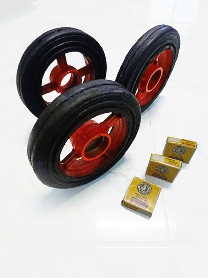 ล้อรถเข็น 8 นิ้ว 3 ล้อ + ลูกปืนใหม่ 6204 พร้อมใช้งาน