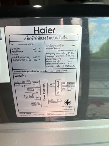 เครื่องซักผ้า Haier 18KG