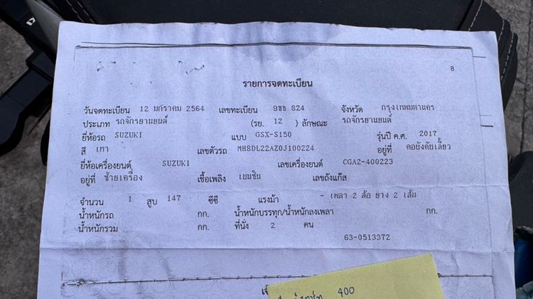 SUZUKI  GSX-S150 เครื่องดีมาก สีไม่สวย ต้องมาดูของจริงมีสถานที่ให้ทดลองขับขี่ก่อนซื้อ รูปที่ 17
