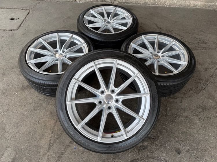 18" ล้อแม็กมือ1 ขอบ18 R13 5รู114 กว้าง8.5 ออฟ35 สีบรอนเงิน ล้อเบา FLOW FORMING งานSEVENFIFTH งานสวยมากๆ พร้อมยางมือ2 YOKOHAMA225-45-18 ปี22
