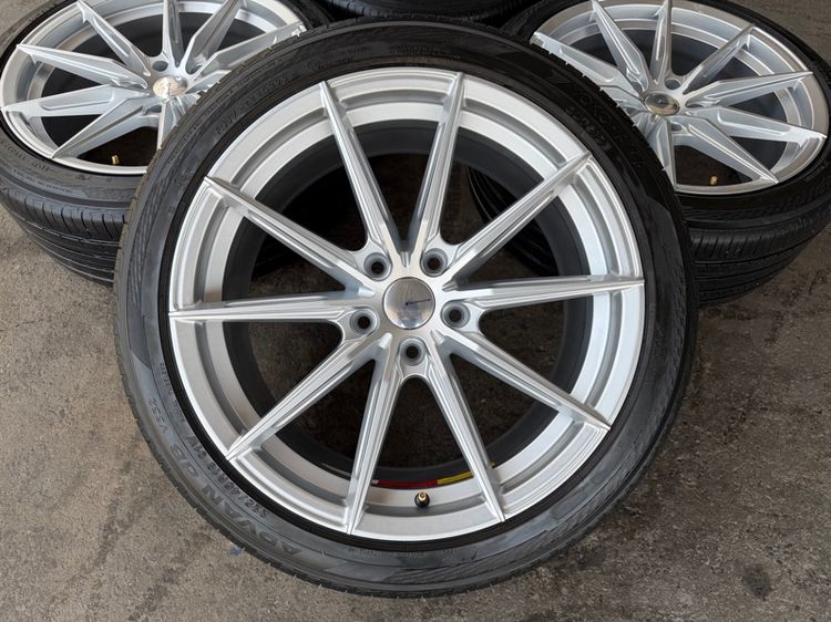 ล้อแม็กมือ1 ขอบ18 R13 5รู114 กว้าง8.5 ออฟ35 สีบรอนเงิน ล้อเบา FLOW FORMING งานSEVENFIFTH งานสวยมากๆ พร้อมยางมือ2 YOKOHAMA225-45-18 ปี22 รูปที่ 2