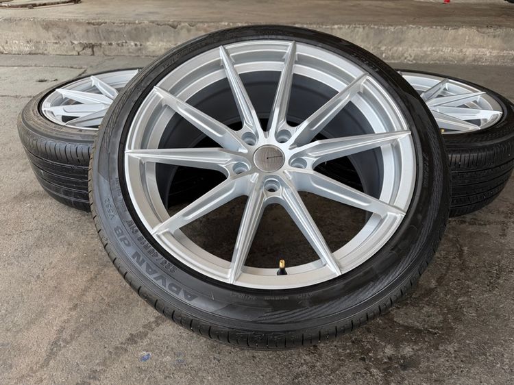 ล้อแม็กมือ1 ขอบ18 R13 5รู114 กว้าง8.5 ออฟ35 สีบรอนเงิน ล้อเบา FLOW FORMING งานSEVENFIFTH งานสวยมากๆ พร้อมยางมือ2 YOKOHAMA225-45-18 ปี22 รูปที่ 3