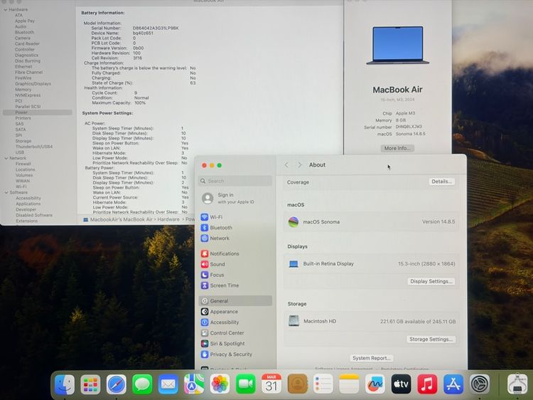 MacBook Air 15 M3  Midnight Ram 8 SSD 256GB ใช้งานน้อย ประกันเหลือ รูปที่ 6