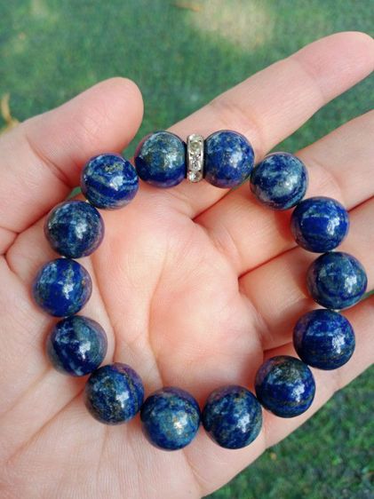 อัญมณี สร้อยคอและจี้ ลาพิส (Lapis) ติดแร่ทองสวย (เม็ด 11มิล)