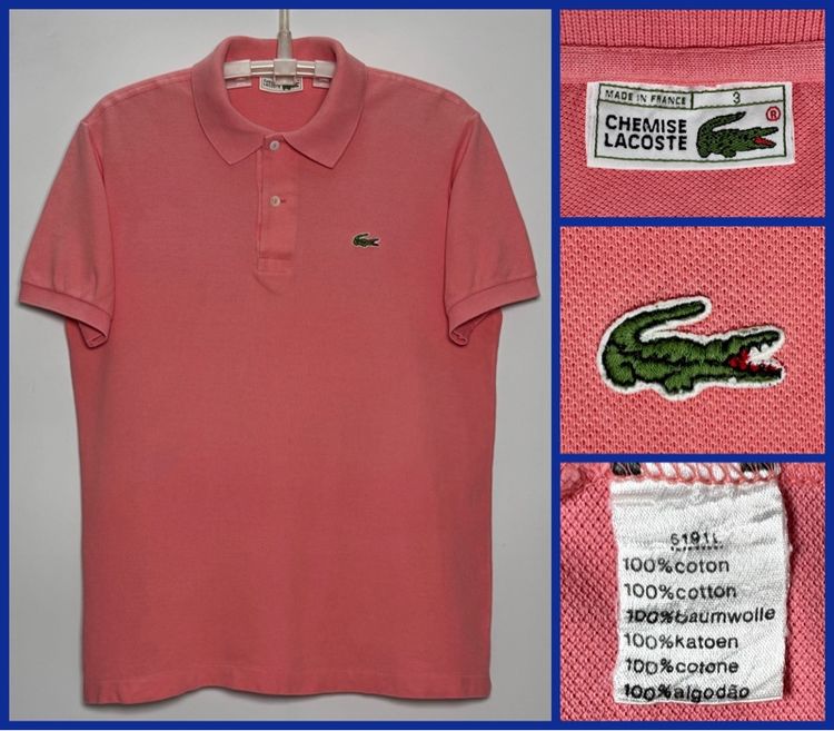 ส้ม แขนสั้น ⚠️MADE IN FRANCE‼️เสื้อโปโล LACOSTE ของแท้ ORIGINAL สีสวยสดใส