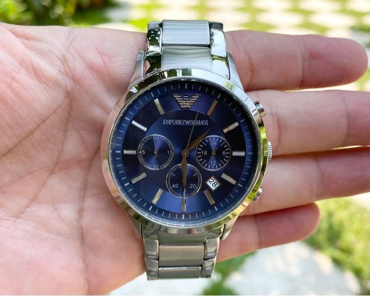 น้ำเงิน นาฬิกา Emporio Armani Renato Classic Chronograph 