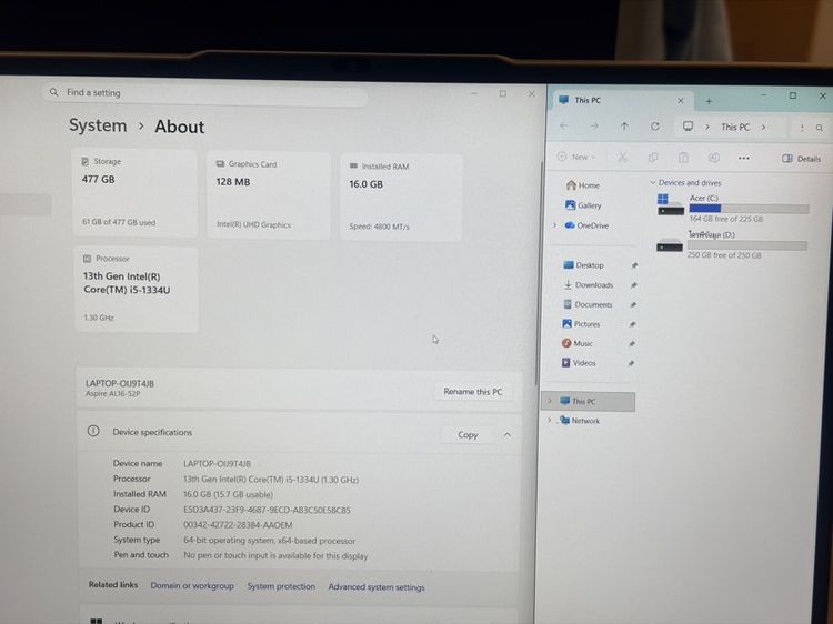 Acer Aspire Lite 16 AL16-52P-51Y1 Ram 16GB SSD 512GB ประกันยาว สภาพใหม่ รูปที่ 8
