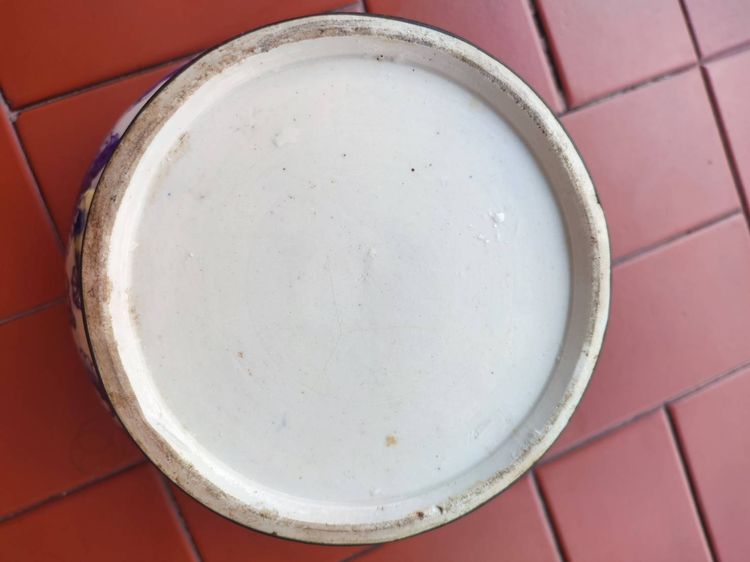 กระโถนปังเคย ลายมังกรคู่  ขนาด 7.5 นิ้ว สูง 5.5นิ้ว จับขอบทองเหลืองเก่า  รูปที่ 7